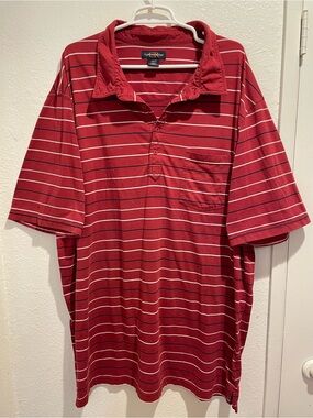 Canyon Ridge Men's Big & Tall 4XLT Red Striped Short Sleeve Pocket Polo Shirt